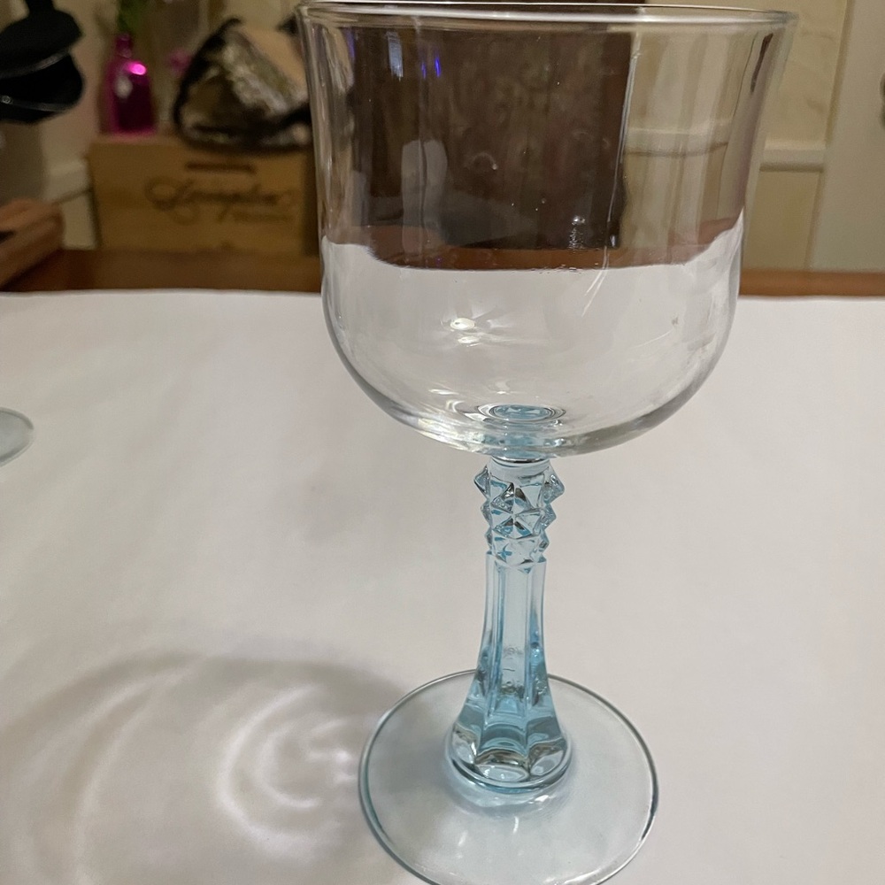 Elegant Blue Stem Wine Glass